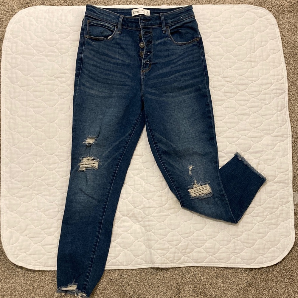 Abercrombie & Fitch Dark Blue Distressed Skinny Jeans